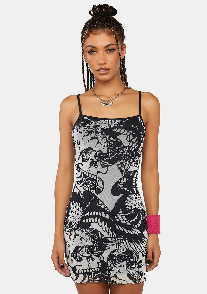 Ed Hardy X Dolls Kill DBD Eagle Mesh Slip Dress