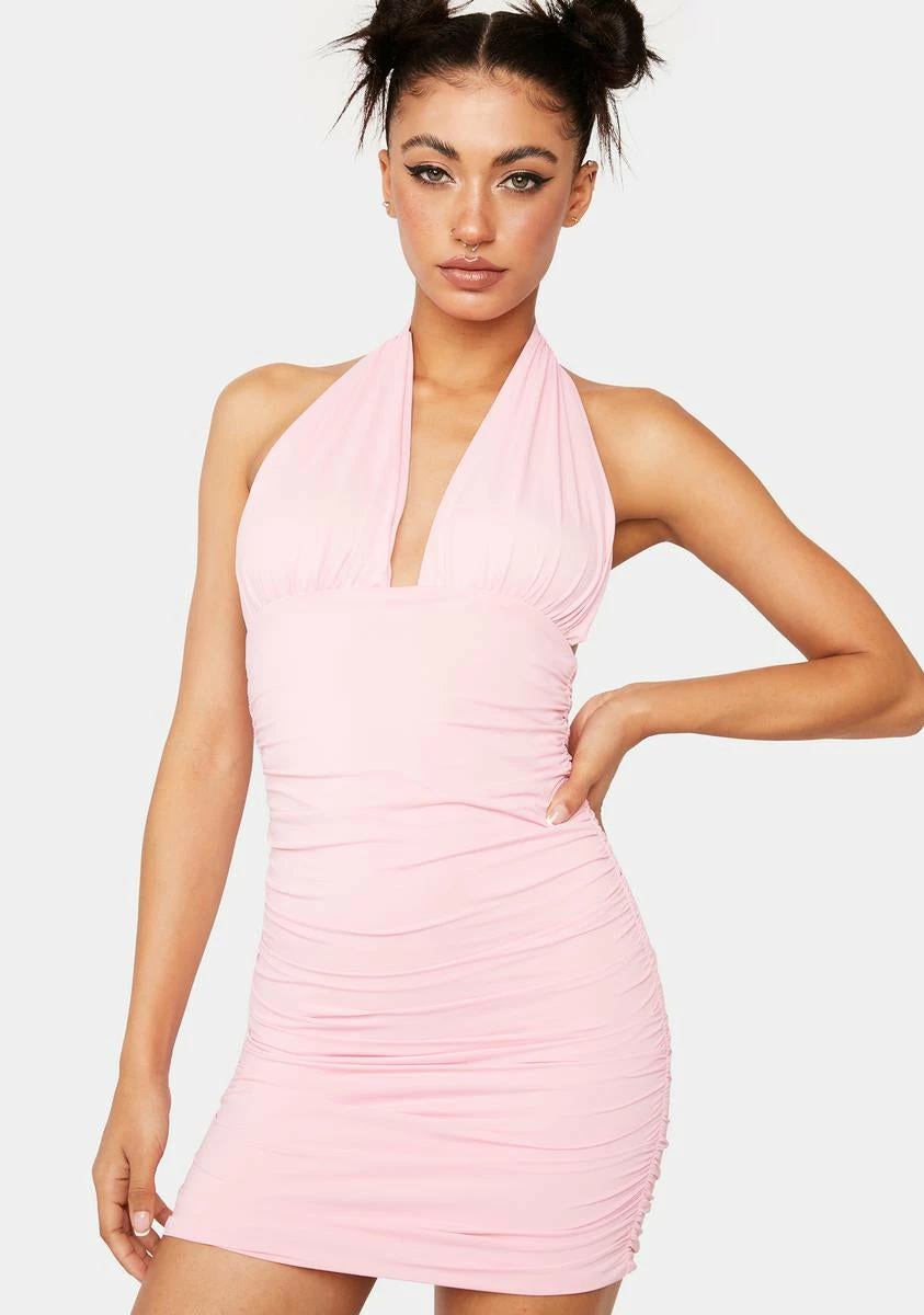Edikted Cassie Gathered Halter Dress