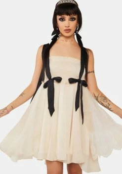 PUNK RAVE Off White Gothic Multi Bow Dress