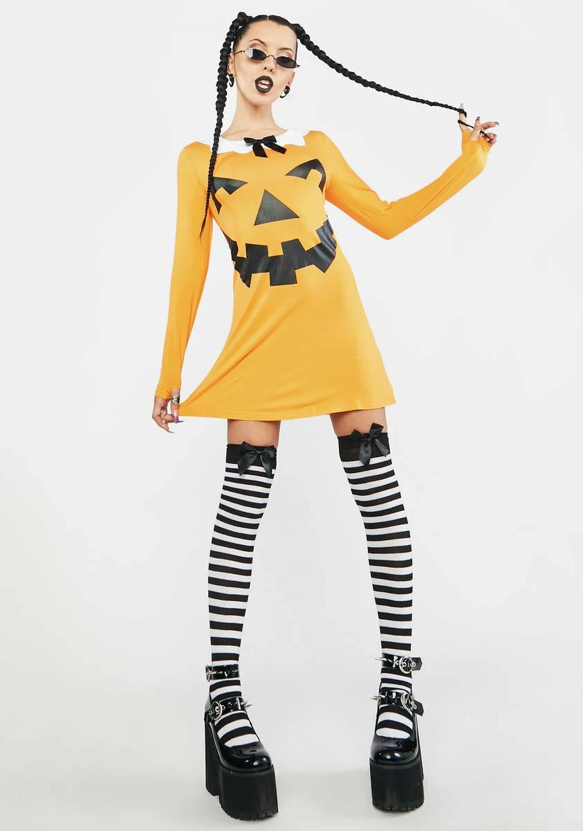 Trickz N' Treatz Carve A Smile Pumpkin Mini Dress - Image 3
