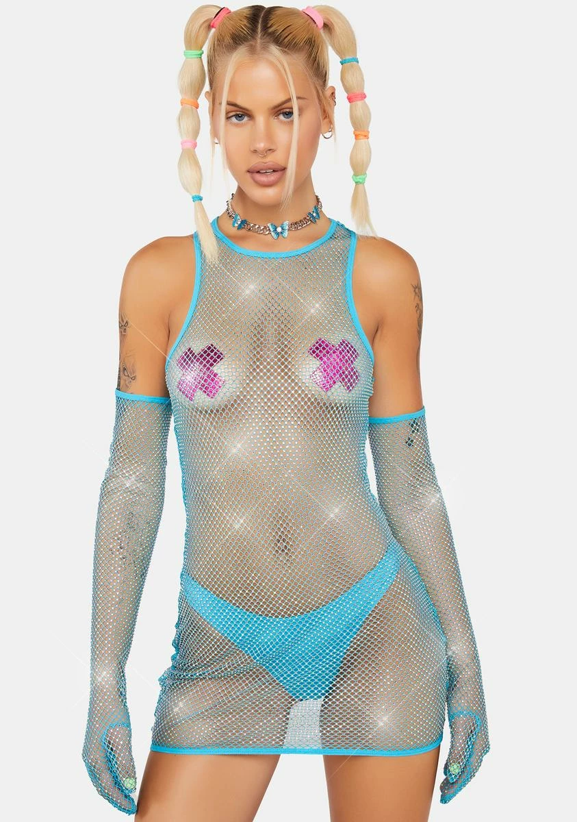 Club Exx Stage Hopper Fishnet Dress Set - Image 2