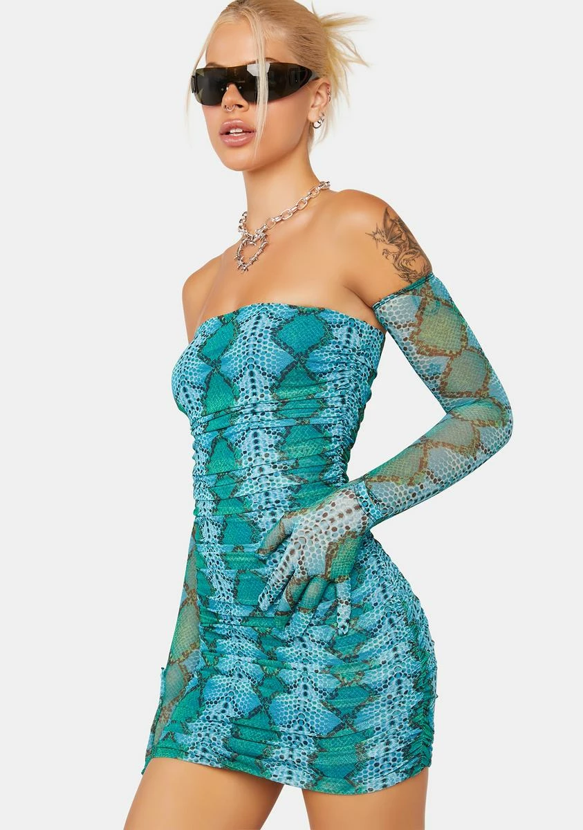 AFRM Teal Snake Danni Mini Dress - Image 2
