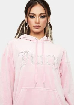 Juicy Couture Rose Big Bling Velour Hoodie Dress