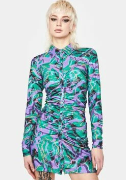 Local Heroes Jungle Ruched Mini Dress