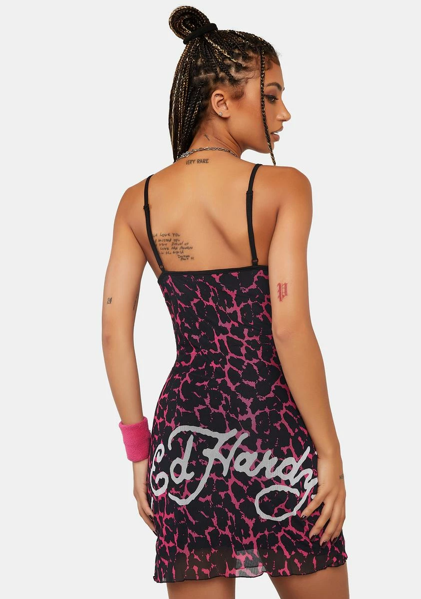 Ed Hardy X Dolls Kill Rose Cobra Mesh Slip Dress - Image 4