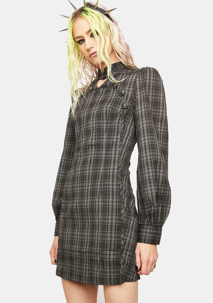PUNK RAVE Improve New Plaid Cheongsam Dress