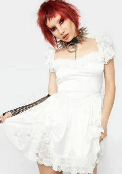 Current Mood Ivory Bad Meets Evil Satin Mini Dress