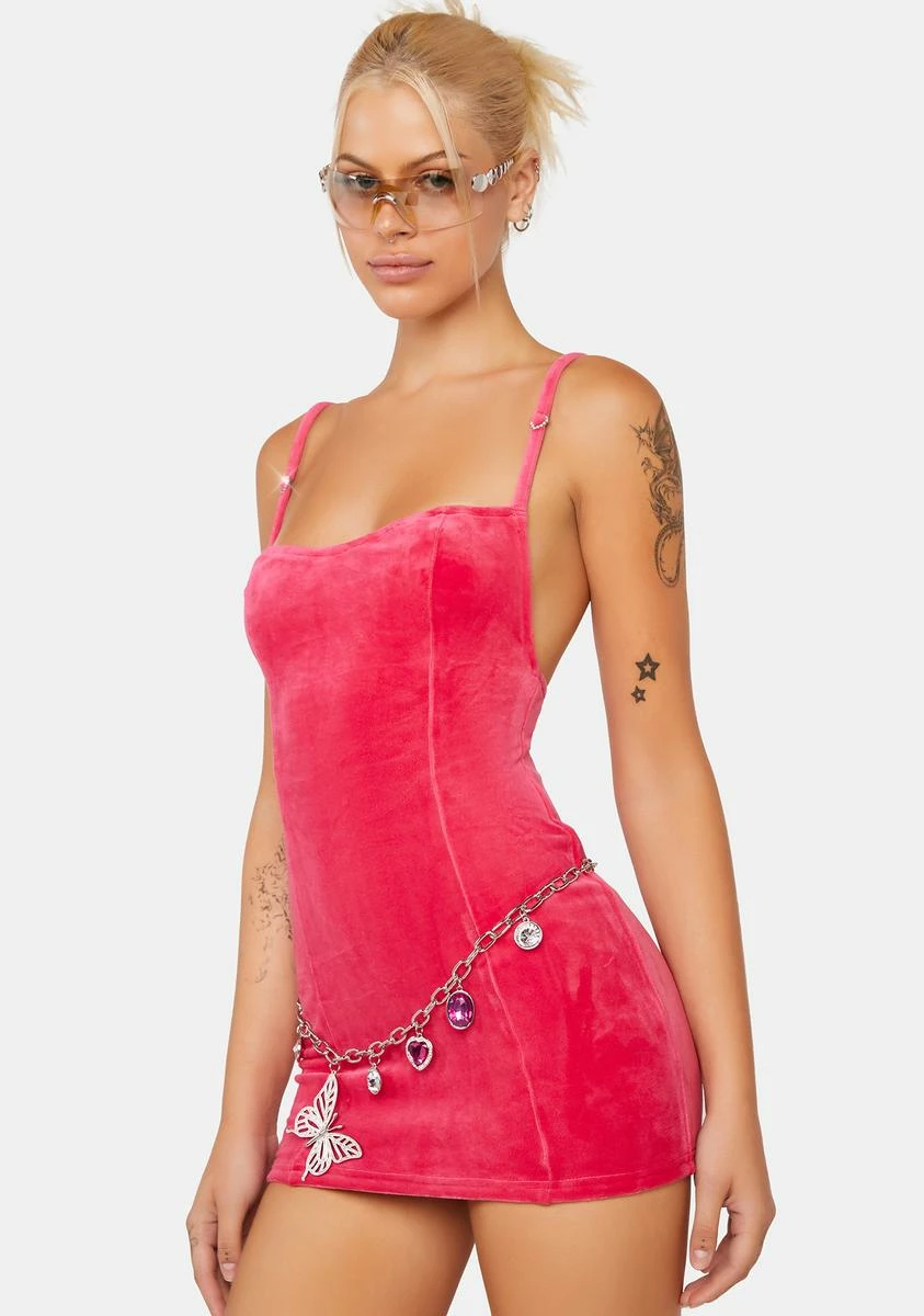 X_New Pink Starlet Moments Velour Mini Dress - Image 2