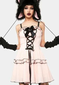 DARK IN LOVE Pink Doll Moon Strap Dress