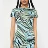 Motel Warped Zebra Blue Freya Mini Dress