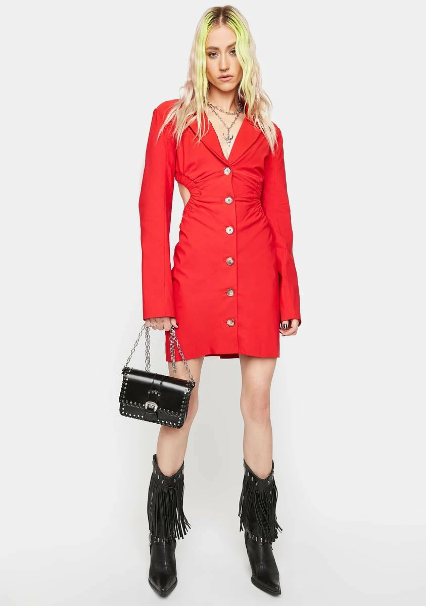 X_Hot & Delicious Cherry Boss Moments Cut-Out Blazer Dress - Image 3