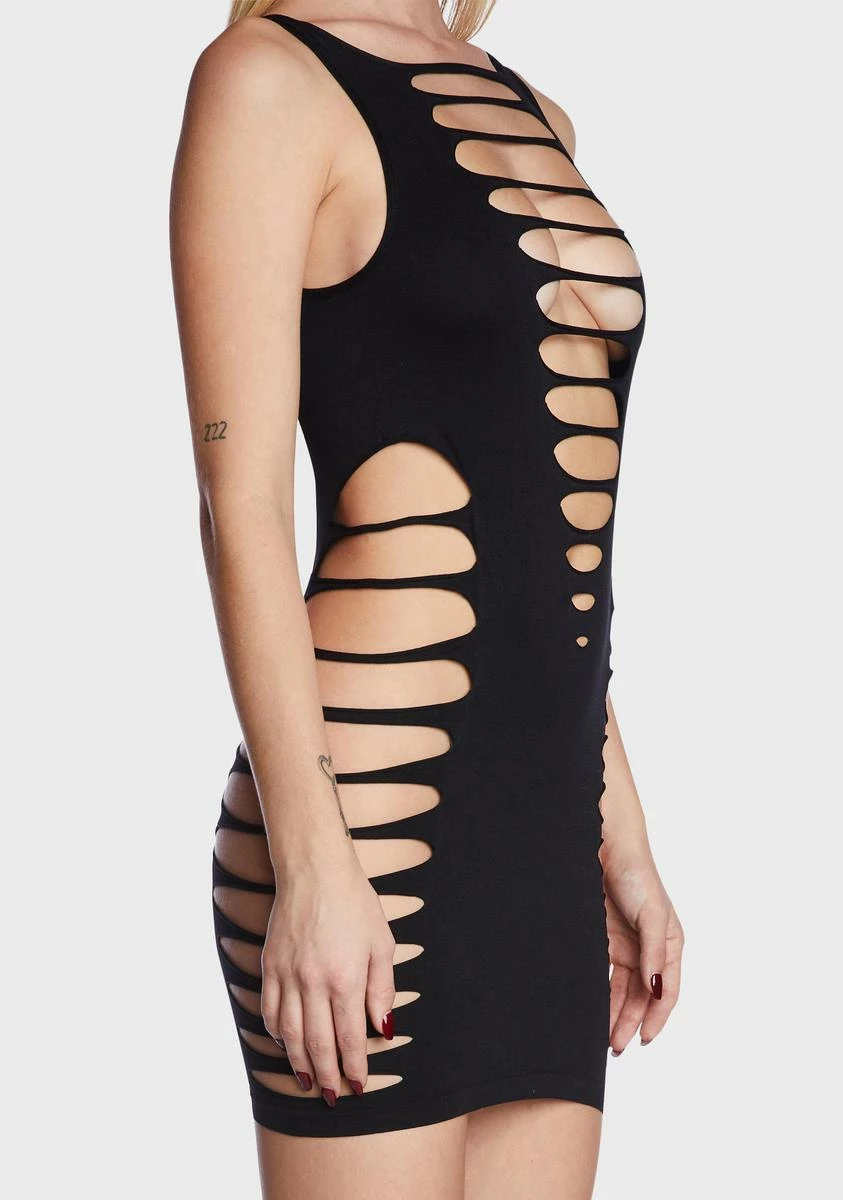 X_Pink Lipstick I'm Good Seamless Slashed Dress - Image 2