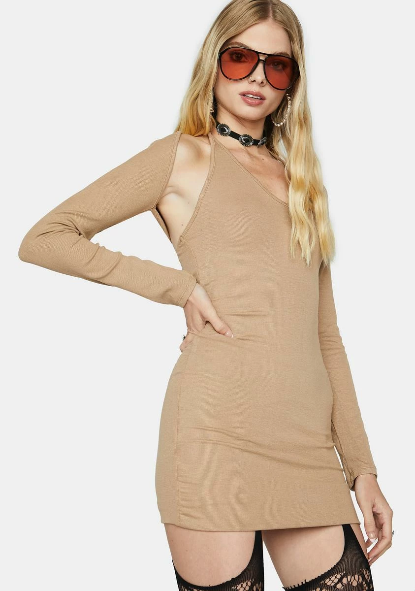 X_HYFVE Taupe An Evening Out Mini Dress Set - Image 2