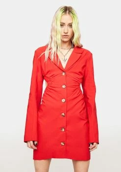 X_Hot & Delicious Cherry Boss Moments Cut-Out Blazer Dress