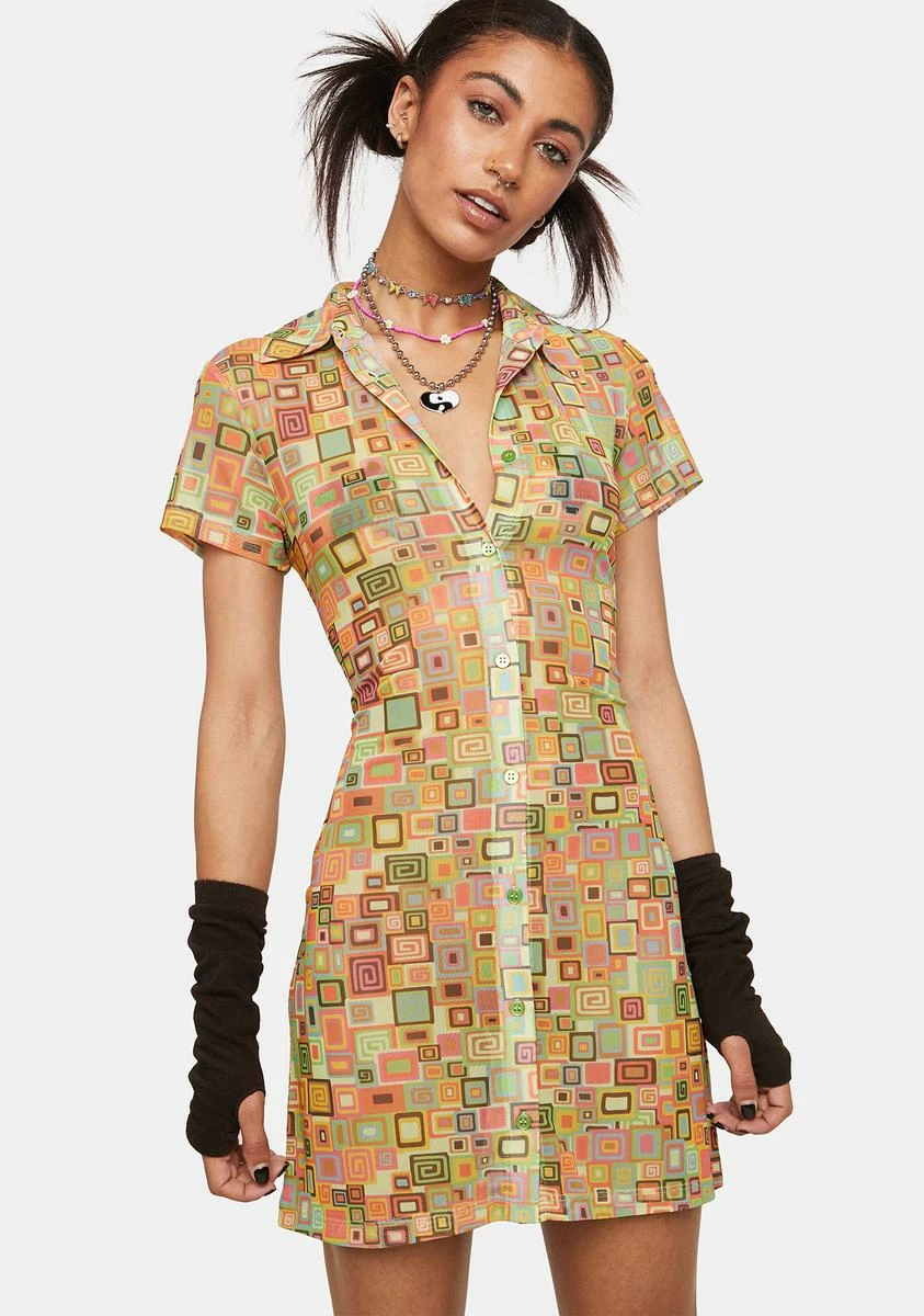 The Ragged Priest Bad Trip Mesh Shirt Dress