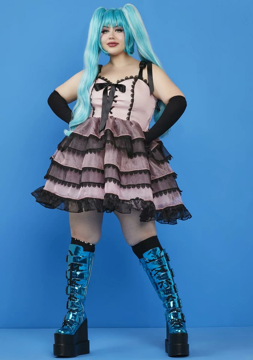 Dolls Kill X Hatsune Miku Plus Take The Stage Babydoll Dress - Image 3