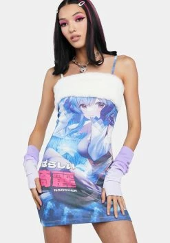 NGOrder Fur Trim Anime Mini Dress