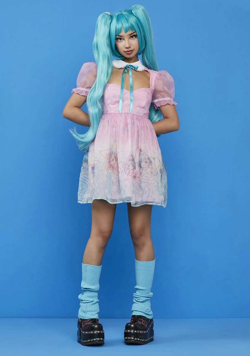 Dolls Kill X Hatsune Miku Sound Wave Sweetie Babydoll Dress - Image 3