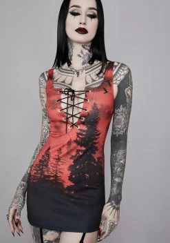Widow Nature's Terror Lace-Up Dress