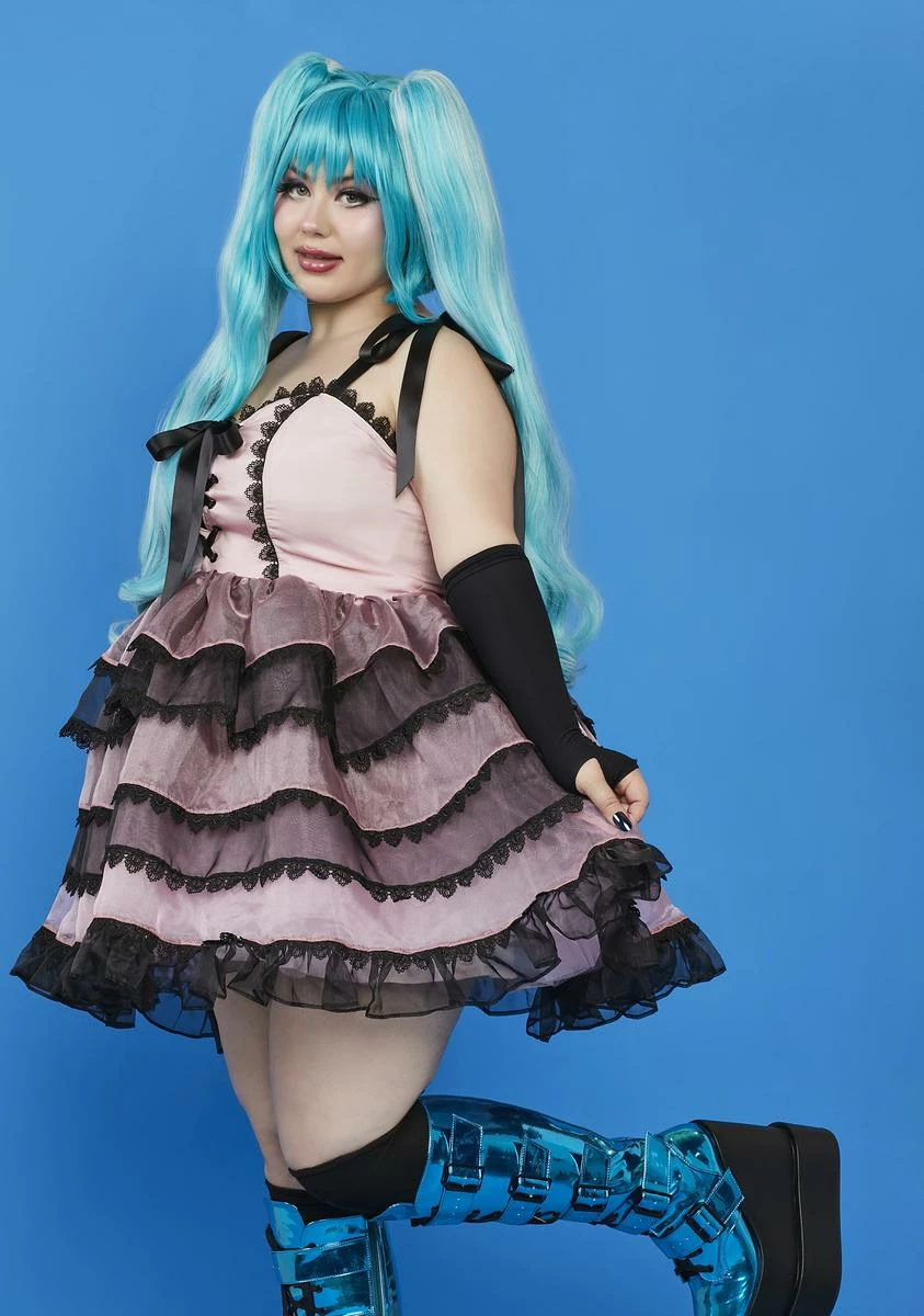 Dolls Kill X Hatsune Miku Plus Take The Stage Babydoll Dress - Image 2