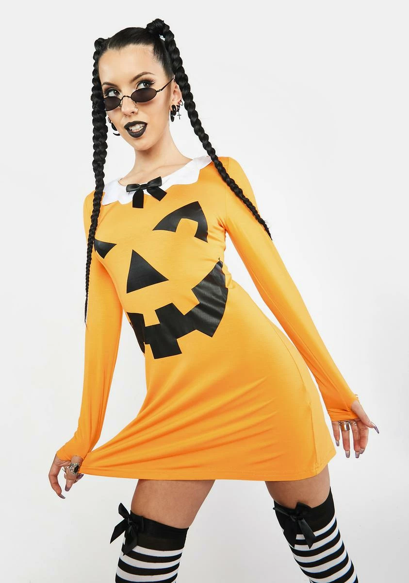 Trickz N' Treatz Carve A Smile Pumpkin Mini Dress - Image 2