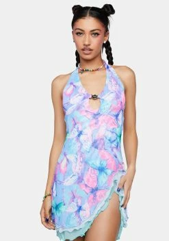 Elsie & Fred Pam Layered Halter Neck Mesh Dress