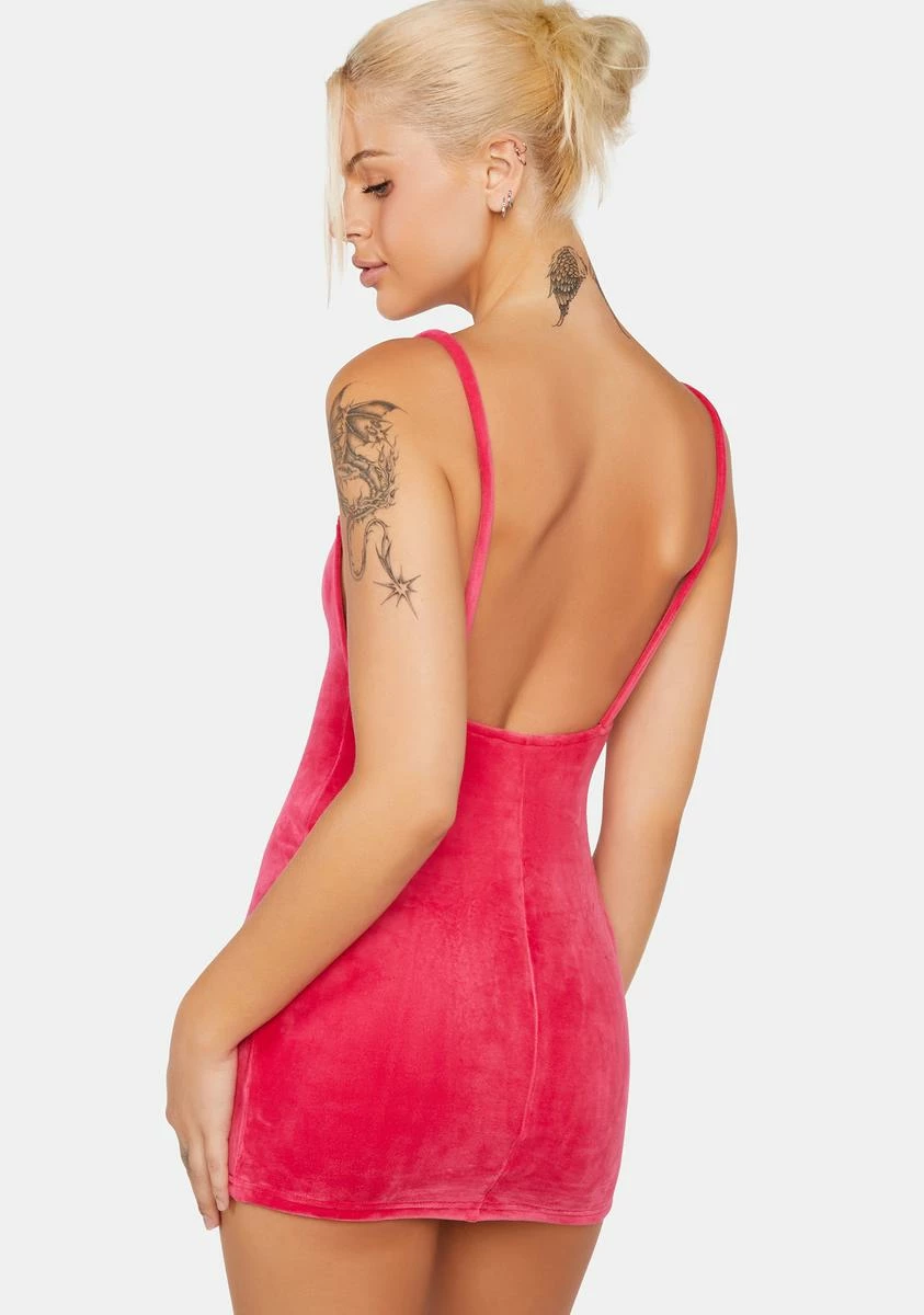 X_New Pink Starlet Moments Velour Mini Dress - Image 4
