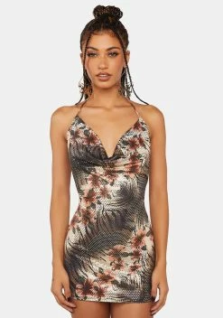 Jaded London La Playa Sequin Cowl Neck Dress