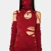 DARKER WAVS Modulation Oxblood Strappy Cut-Out Dress