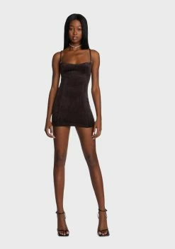 X_New Pink Chocolate Starlet Moments Velour Mini Dress