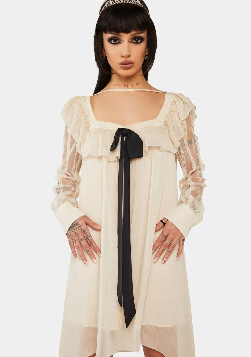 PUNK RAVE Off White A-Line Ruffle Dress