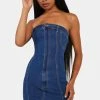 Edikted Ebony Strapless Denim Mini Dress