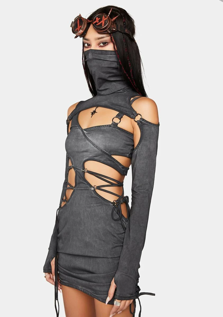 DARKER WAVS Modulation Cut-Out Lace-Up Bodycon Dress Set - Image 2